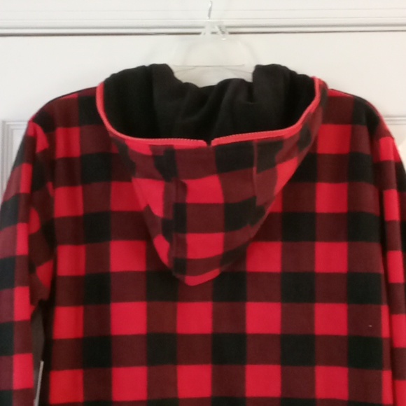 Tipsy Elves Buffalo Plaid Fleece Hooded Jumpsuit Lounge wear NWT - Picture 9 of 13